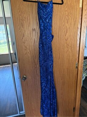 Windsor Royal Blue Sequin Strapless Dress